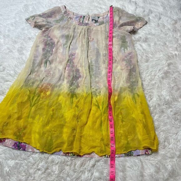 HD in Paris Anthropologie Floral Yellow Ombre Dress Size 12 Summer - Picture 9 of 11